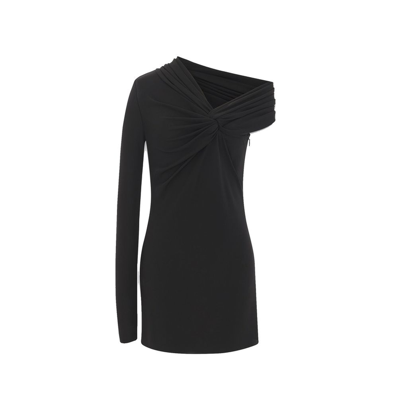 Black viscose casual dress-null