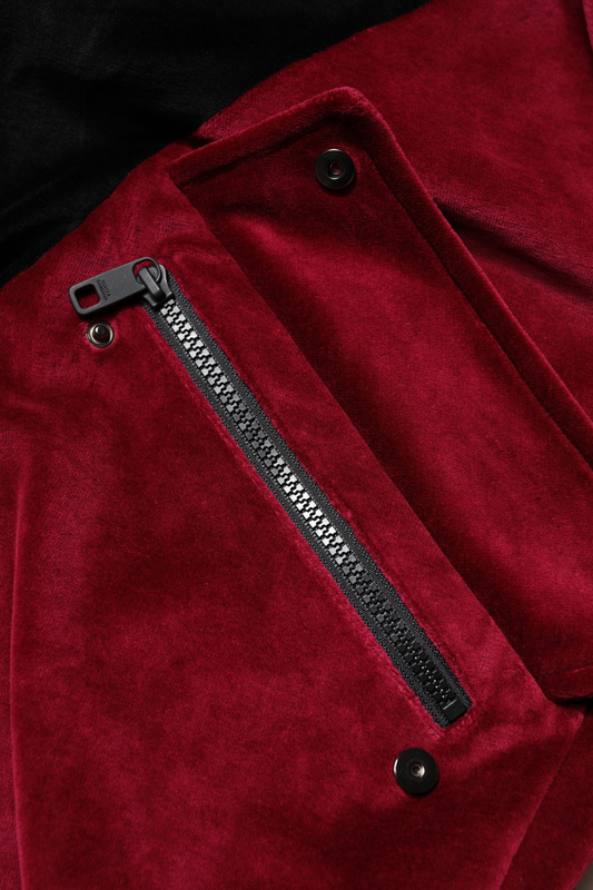 Red black cotton logo fullzip bomber jacket-null