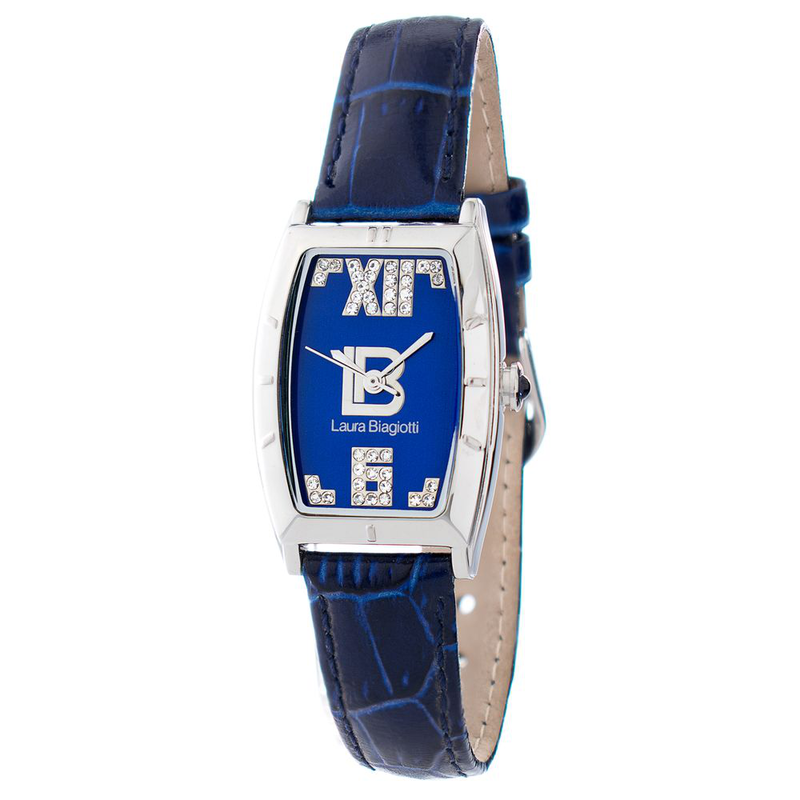 Blue leather dress watch-null