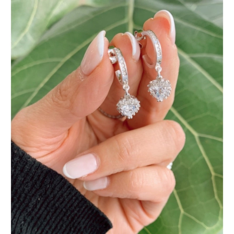 Heart zircon hoops-null