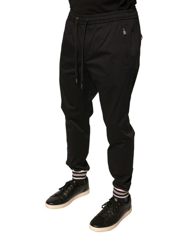 Black cotton stretch jogger sweatpants pants-null