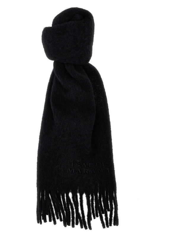Black alpaca leather scarf-null