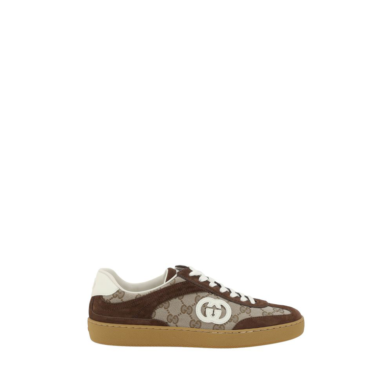 Brown fabric low top sneakers-null