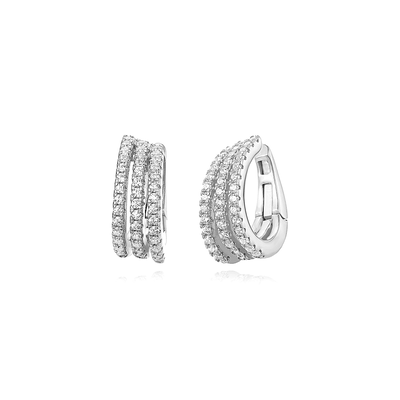 Triple zircon earcuff, Sterling Silver 925, medium