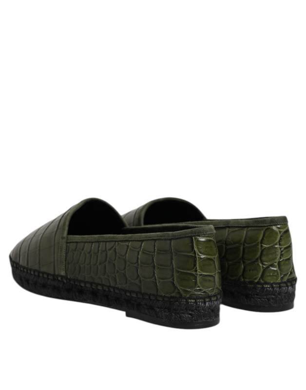 Green exotic leather espadrilles slip on shoes-null