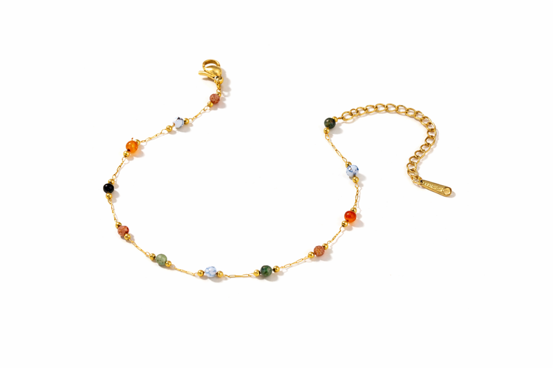 Multi-stone beaded anklet-null