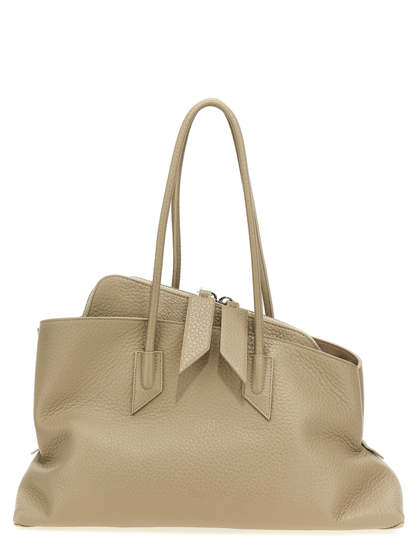Beige calfskin shoulder bag-null