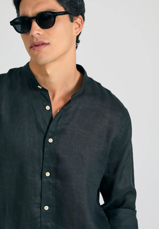 Funkybuddha linen shirt mao-null