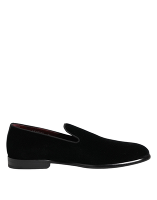 Black velvet loafers formal men dress shoes, Black, medium