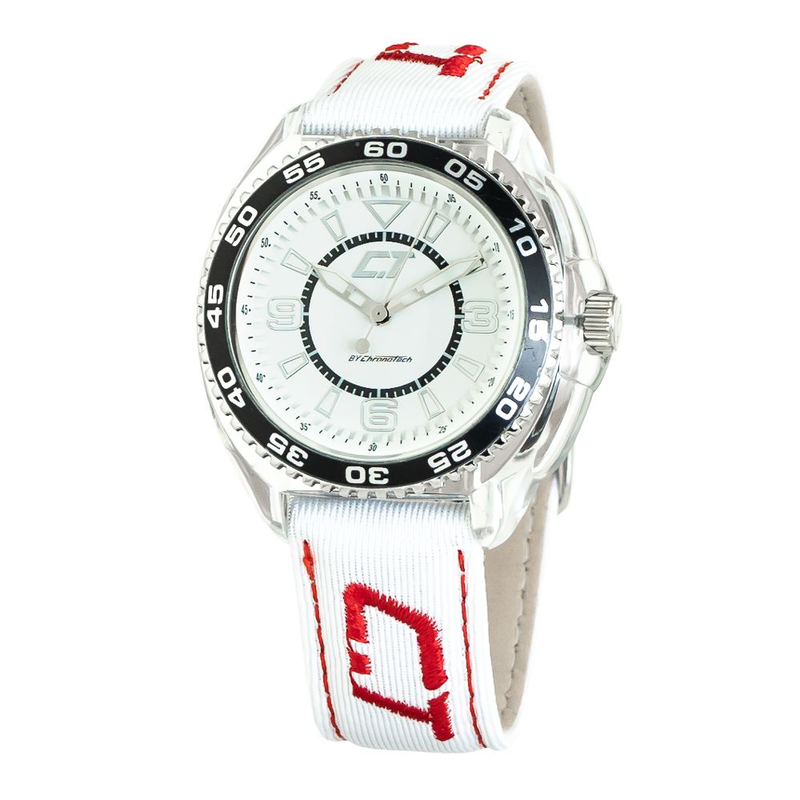 White leather dress watch-null