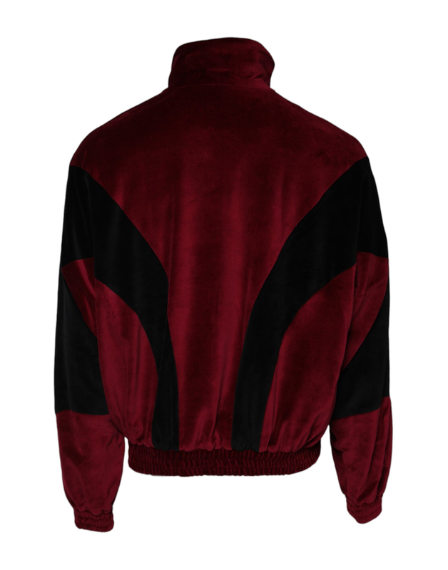 Red black cotton logo fullzip bomber jacket-null