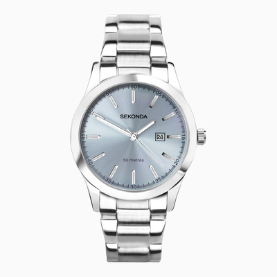 Sekonda taylor ladies watch | silver case & stainless steel bracelet with light blue dial - 40404