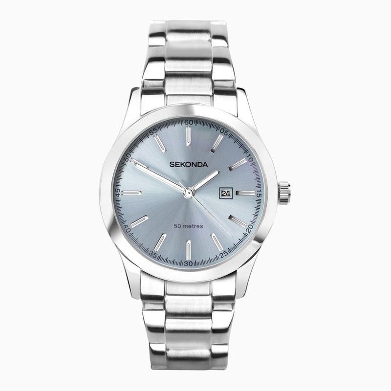 Sekonda taylor ladies watch | silver case & stainless steel bracelet with light blue dial - 40404, , medium image number null