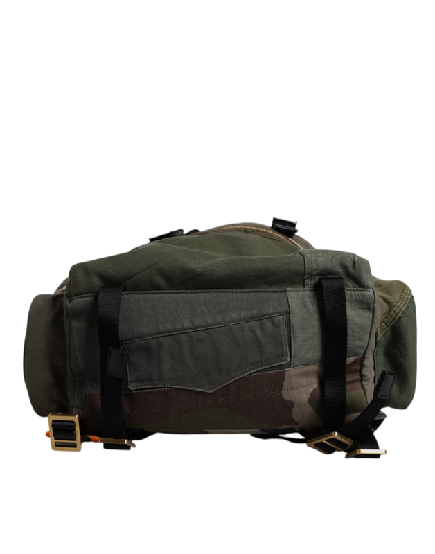 Military green patchwork travel backpack bag-null