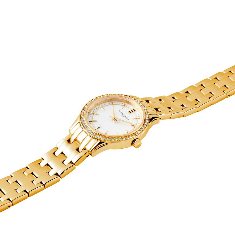 Gold stainless steel dress watch-null
