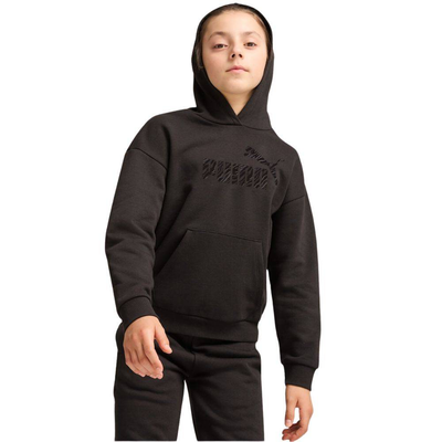 Ess+ animal hoodie fleece g, Black, medium