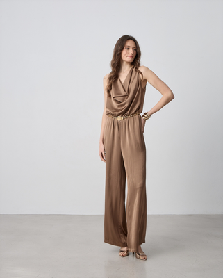 Jumpsuit satin drape, Choco, medium