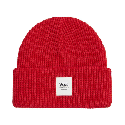 Waffle cuff youth beanie, Red, medium
