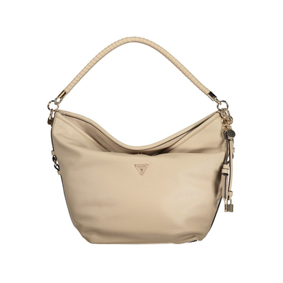 Beige polyurethane women handbag, Beige, medium