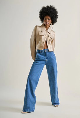 High-waisted wide leg jeans, , medium