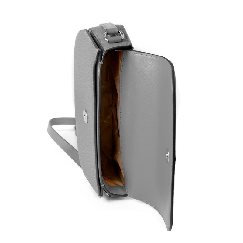 Gray leather crossbody bag-null