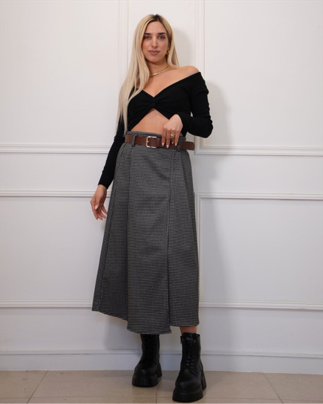 Midi skirt woolen checked 6512n-null
