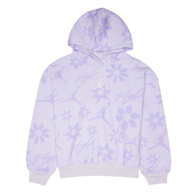 Nike jordan big kids floral flight aop po hoodie, Violet, medium