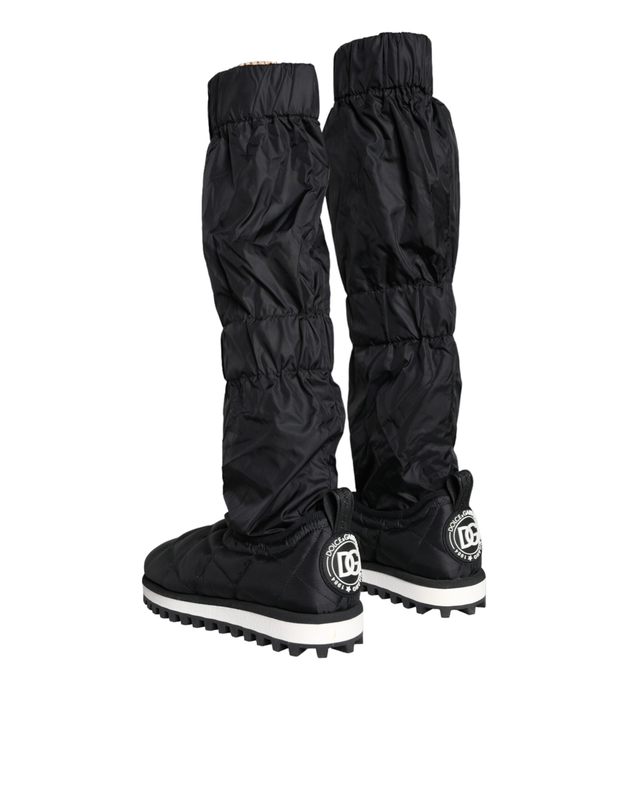 Black quilted high top boots sneakers shoes-null