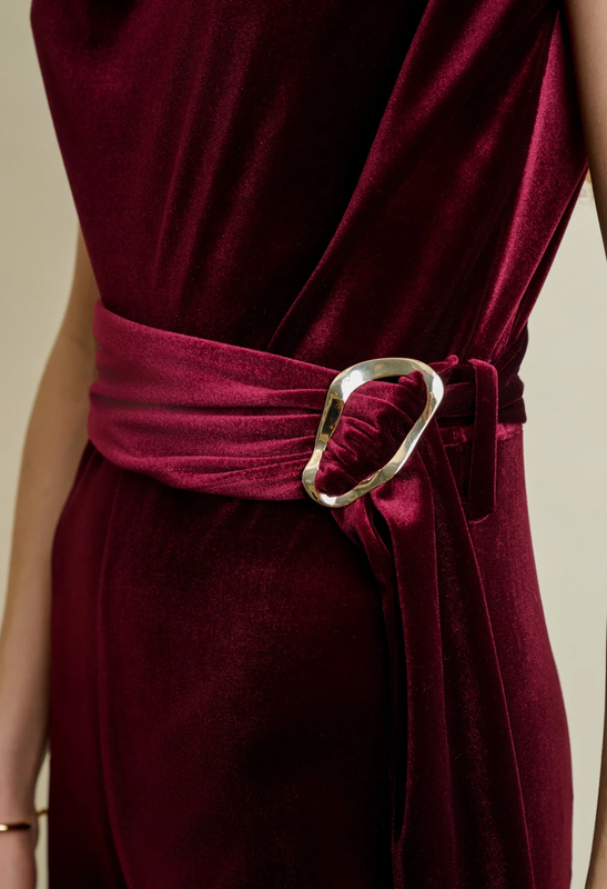 Velvet jumpsuit with belt by desiree - bordeaux , m-null