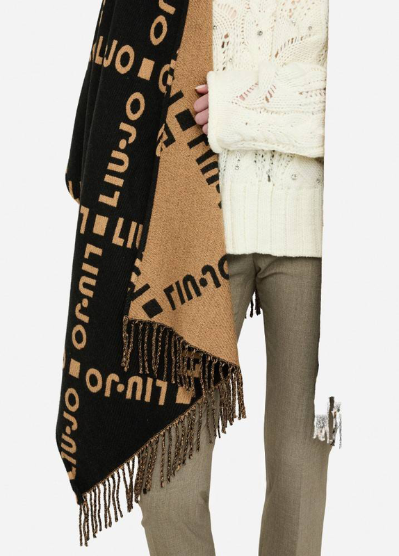 Product image: Liu Jo poncho with logo and fringes-null