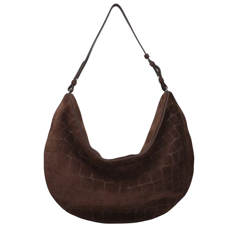 Brown leather shoulder bag-null