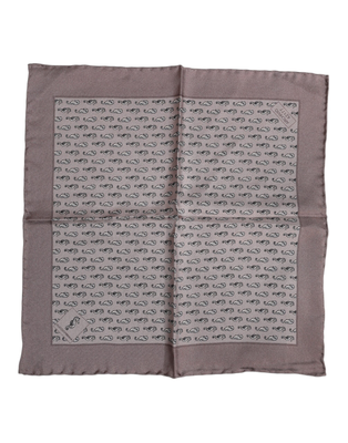 Brown sea horse silk square foulard scarf, Brown, medium
