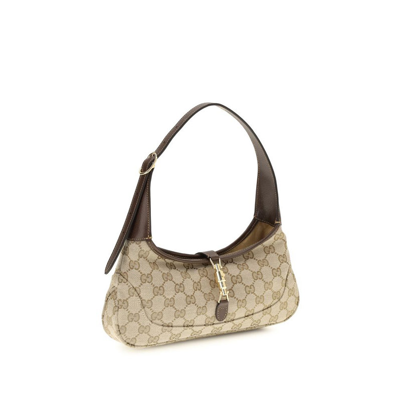 Beige fabric shoulder bag-null