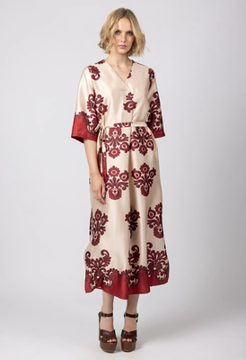 Desiree satin loose fit kimono style dress, Beige, medium