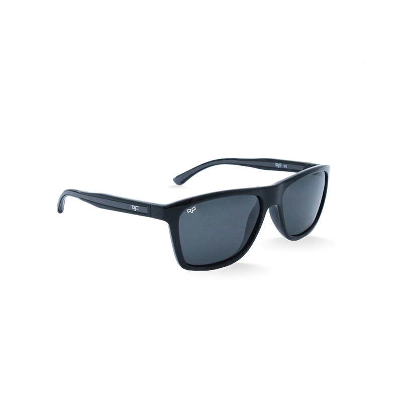 OJO sunglasses man square shine black frame and black grey temples with grey polarised lenses rx image number null