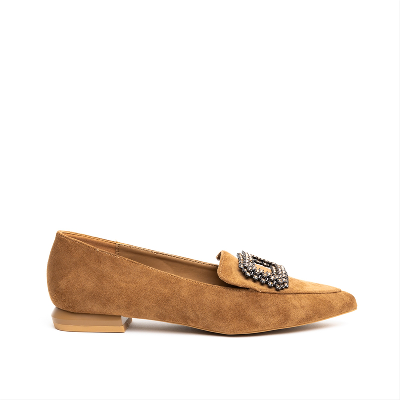 Mariella burrani jewelled buckle moccasin flat pumps-null