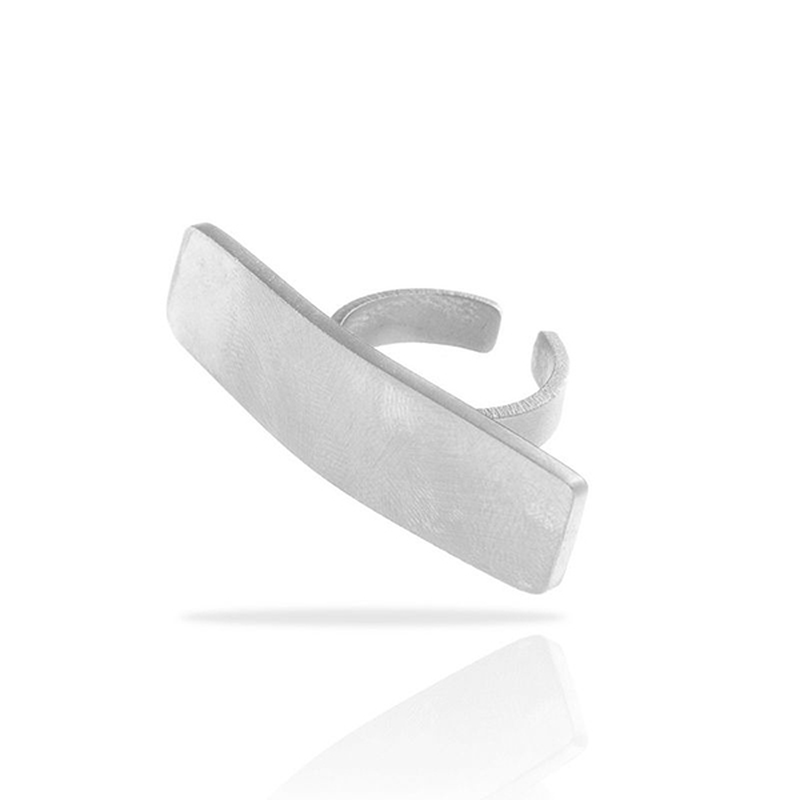 Rectangle zen silver ring-null