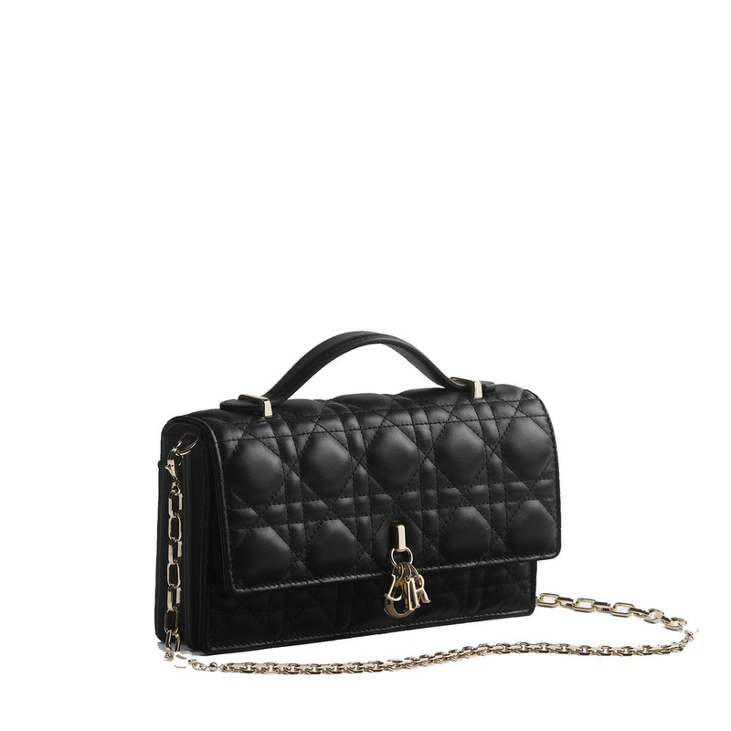 Black leather shoulder bag-null