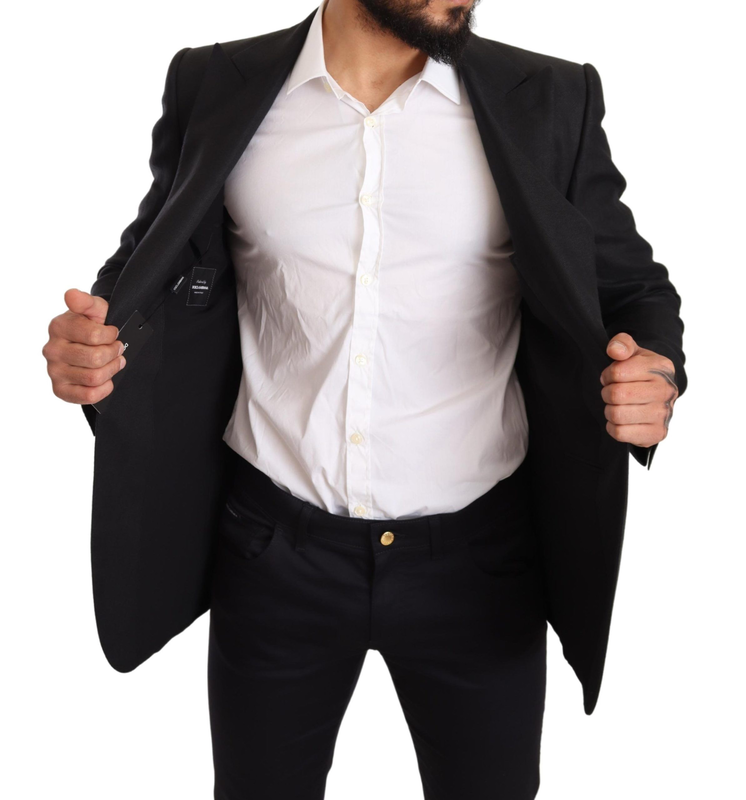 Black linen slim fit coat jacket blazer-null