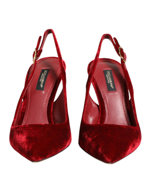 Red suede high heels slingbacks sandals shoes-null