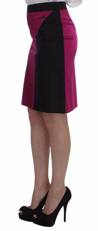 Pink black above knees cotton stretch skirt-null