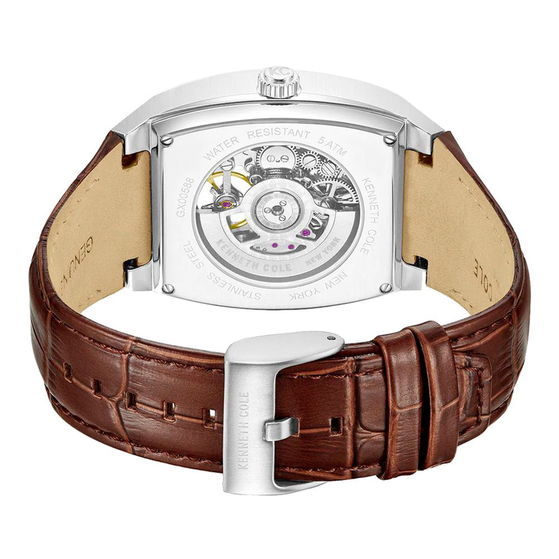 Brown leather dress watch-null