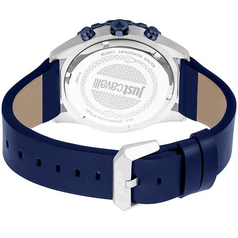 Blue leather dress watch-null