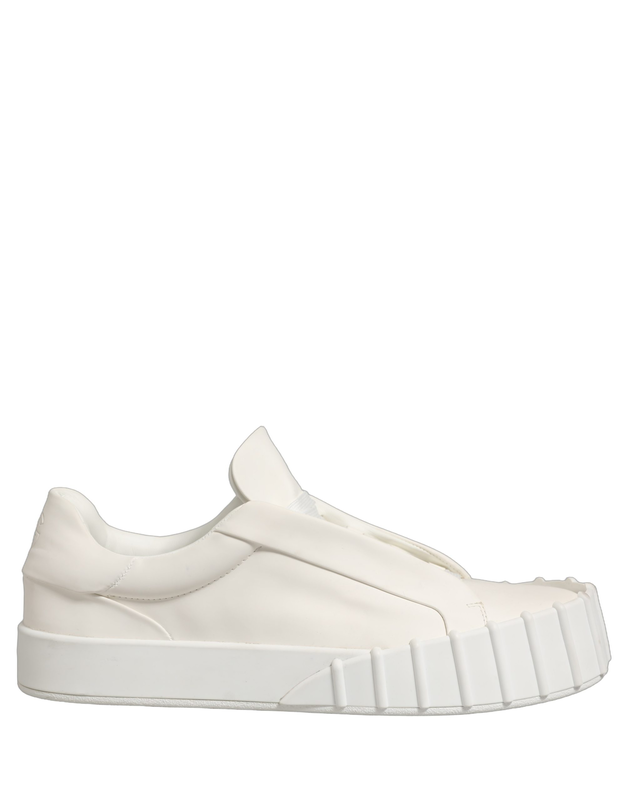 White leather low top lace up sneakers shoes-null