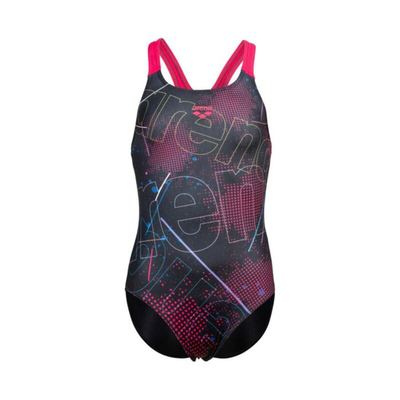 Arena kids girls arena galactic swimsuit, Black-multi, medium