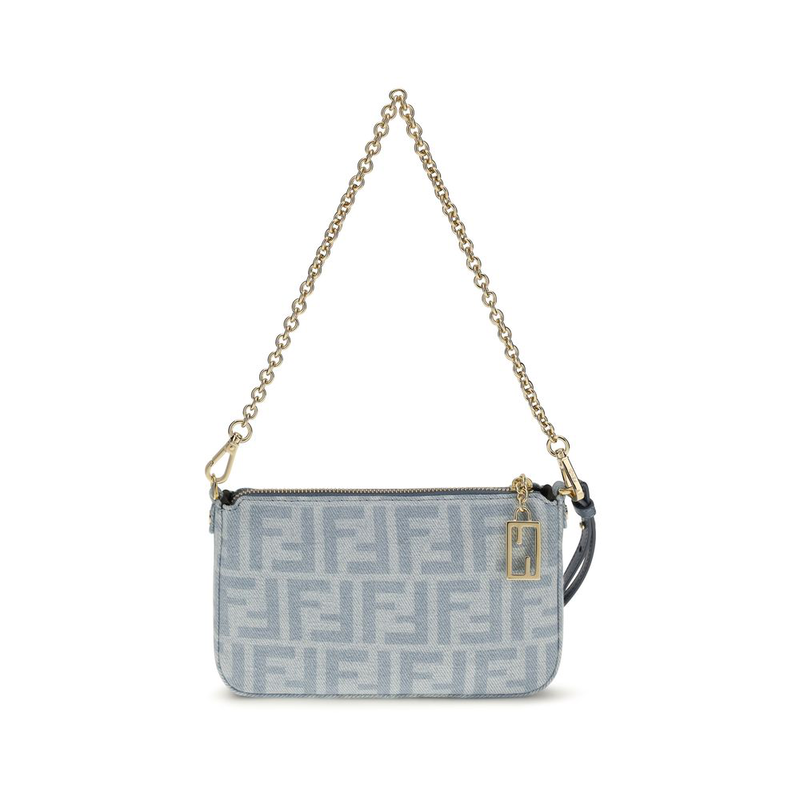 Blue cotton clutch bag-null