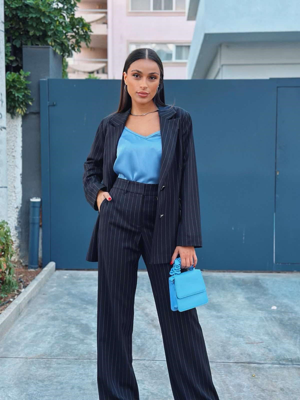 Donna martha striped trouser - black-null