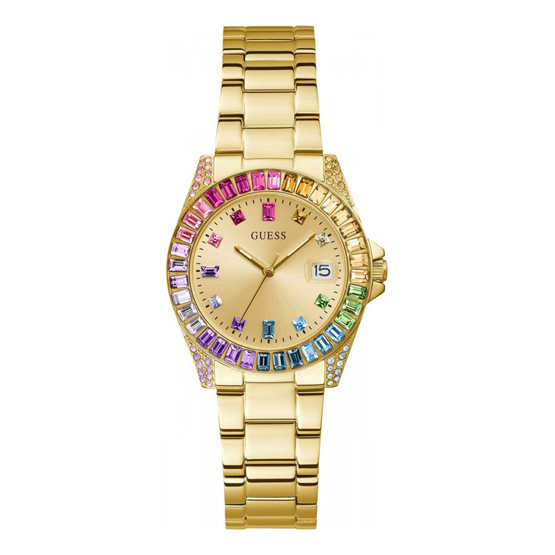 Gold stainless steel dress watch-null