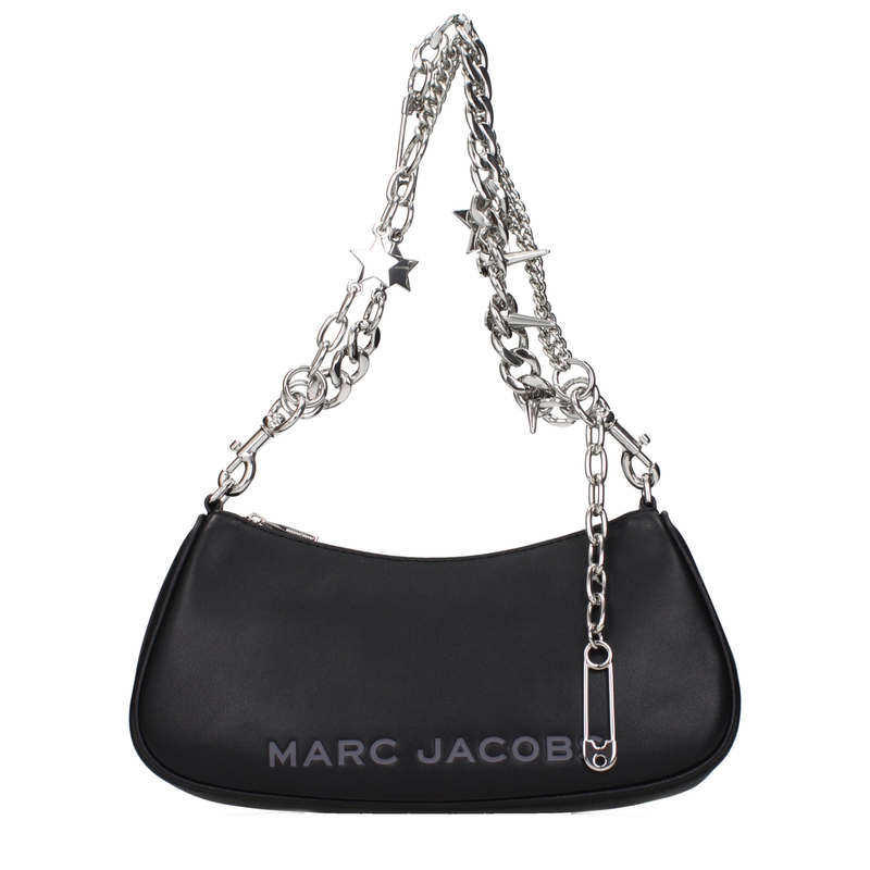 Black leather shoulder bag-null