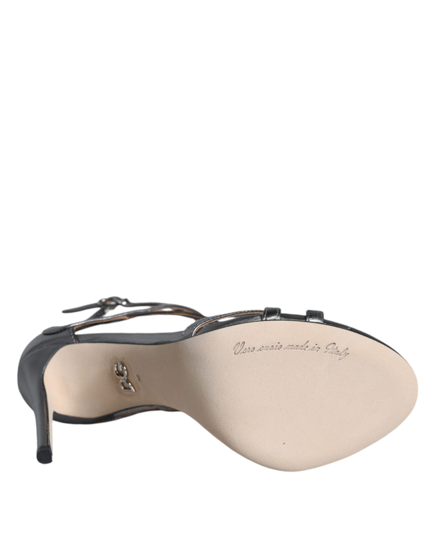 Silver keira leather heels sandals shoes-null